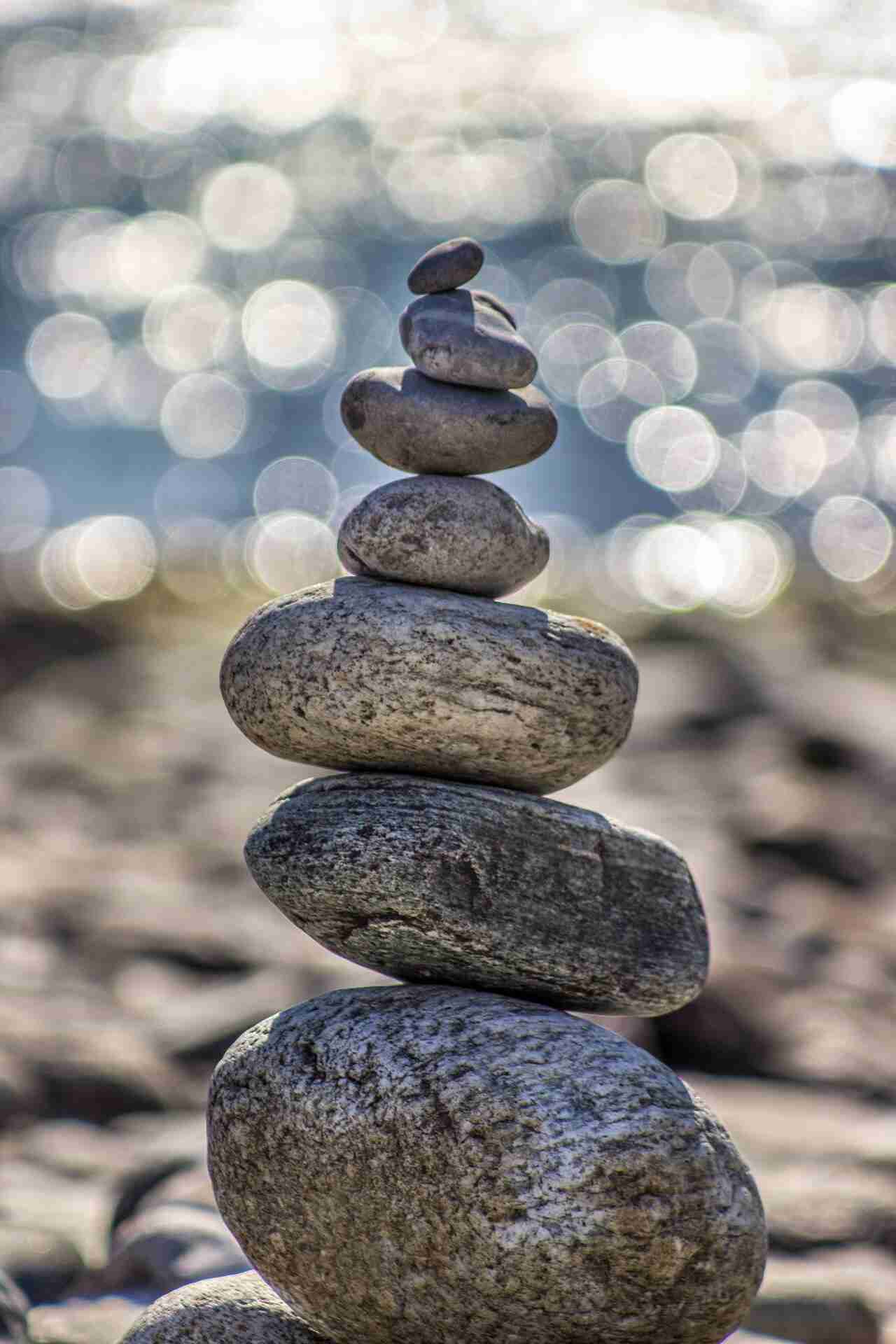 Stacked rocks balanced from largest at the bottom to smallest on top