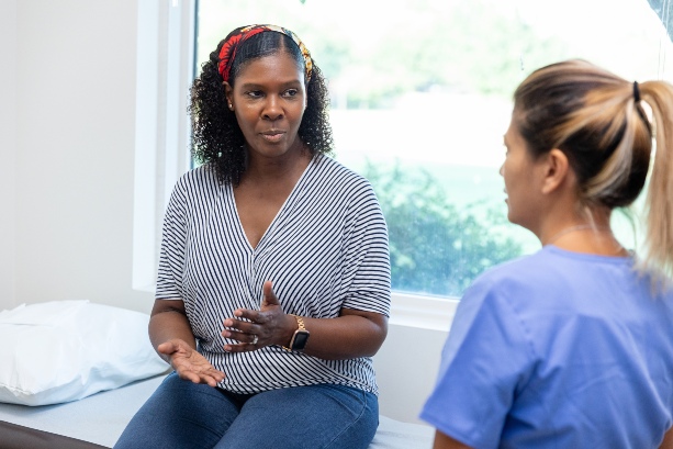 Patient in a virtual consultation with a MindWell Urgent Care doctor for a telepsychiatry session